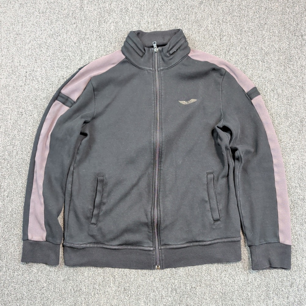 Armani Exchange‎ 2012 Track Jacket Medium Black Cotton Packable Hood Streetwear